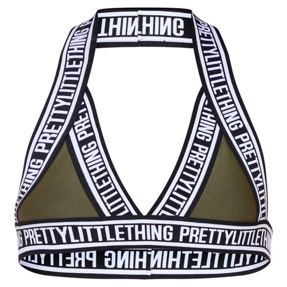 Pretty Little Thing Army Green Bandage Style Crop Top Bikini Top - Picture 6 of 6